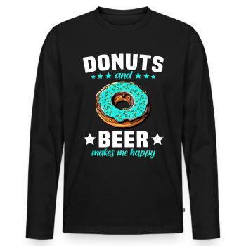 Beignets Beignets Beignets - T-shirt manches longues Premium bio Homme - noir - Devant - Nico (187cm)