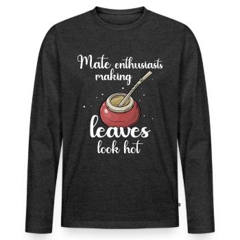 Yerba mate tea - Men's Premium Organic Long Sleeve Shirt - heather anthracite - Front - Nico (187cm)