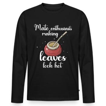 Yerba Mate Tee - Männer Premium Bio Langarmshirt - Schwarz - Vorne - Nico (187cm)