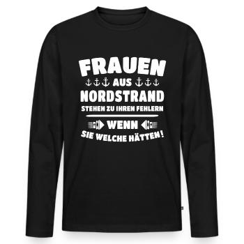 Nordstrand Sprüche Nordstrander Spruch - Männer Premium Bio Langarmshirt - Schwarz - Vorne - Nico (187cm)