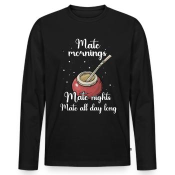 Yerba mate Gift - Men's Premium Organic Long Sleeve Shirt - black - Front - Nico (187cm)
