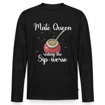 Buveur de thé Yerba mate - T-shirt manches longues Premium bio Homme - noir - Devant - Nico (187cm)