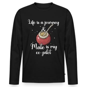 Yerba mate Gift - Men's Premium Organic Long Sleeve Shirt - black - Front - Nico (187cm)