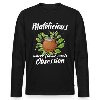 Mate Tee - Männer Premium Bio Langarmshirt - Schwarz - Vorne - Nico (187cm)