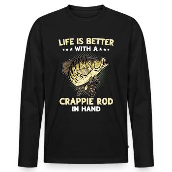 Sunfish Fishing Crappie Fishing - Men's Premium Organic Long Sleeve Shirt - black - Front - Nico (187cm)