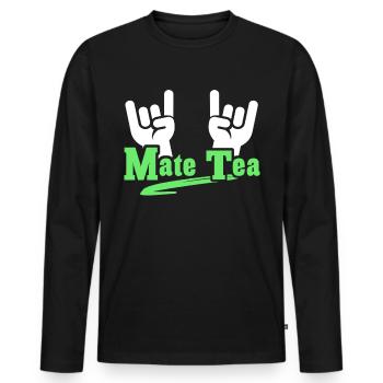 Mate Tee - Männer Premium Bio Langarmshirt - Schwarz - Vorne - Nico (187cm)