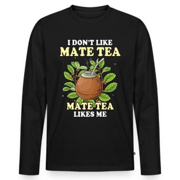 Mate Tee Teetrinker - Männer Premium Bio Langarmshirt - Schwarz - Vorne - Nico (187cm)