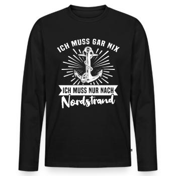 Nordstrand - Männer Premium Bio Langarmshirt - Schwarz - Vorne - Nico (187cm)