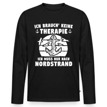 Nordstrand Sprüche - Männer Premium Bio Langarmshirt - Schwarz - Vorne - Nico (187cm)