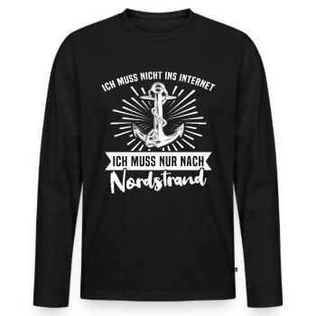 Nordstrand - Männer Premium Bio Langarmshirt - Schwarz - Vorne - Nico (187cm)