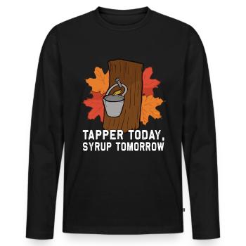 Tapper Today, Syrup Tomorrow - Sugar and Maple Syrup - Men's Premium Organic Long Sleeve Shirt - black - Front - Nico (187cm)