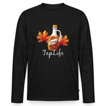 TAPFLIFE - Ahornbaum -Tippen Auf Zucker- Und - Männer Premium Bio Langarmshirt - Schwarz - Vorne - Nico (187cm)