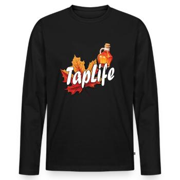 TAPFLIFE - Ahornbaum -Tippen Auf Zucker- Und - Männer Premium Bio Langarmshirt - Schwarz - Vorne - Nico (187cm)