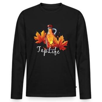 TAPFLIFE - Ahornbaum -Tippen Auf Zucker- Und - Männer Premium Bio Langarmshirt - Schwarz - Vorne - Nico (187cm)