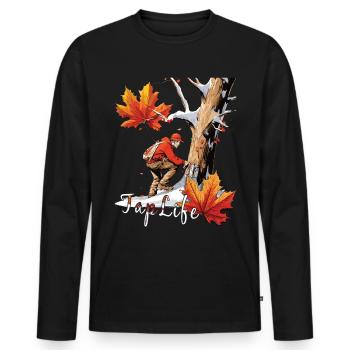 Saft Passiert - Ahornbaum, Das Auf Zucker- Und - Männer Premium Bio Langarmshirt - Schwarz - Vorne - Nico (187cm)