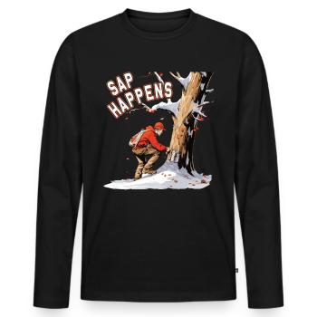 Saft Passiert - Ahornbaum, Der Zucker Und - Männer Premium Bio Langarmshirt - Schwarz - Vorne - Nico (187cm)
