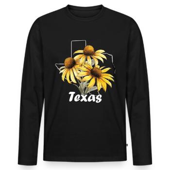 Drapeau du Texas avec printemps floral Texas - T-shirt manches longues Premium bio Homme - noir - Devant - Nico (187cm)
