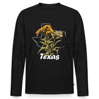 Drapeau du Texas avec printemps floral Texas - T-shirt manches longues Premium bio Homme - noir - Devant - Nico (187cm)