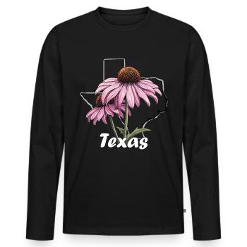 Drapeau du Texas avec printemps floral Texas - T-shirt manches longues Premium bio Homme - noir - Devant - Nico (187cm)