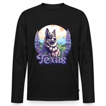 Texas Bluebonnet with Floral Spring Texas - Men's Premium Organic Long Sleeve Shirt - black - Front - Nico (187cm)