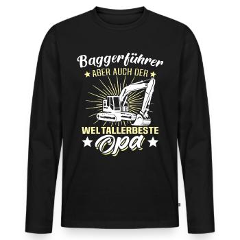 Baggerfahrer Opa - Männer Premium Bio Langarmshirt - Schwarz - Vorne - Nico (187cm)