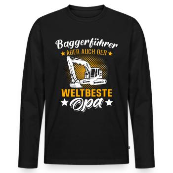 Opa Baggerführer - Männer Premium Bio Langarmshirt - Schwarz - Vorne - Nico (187cm)