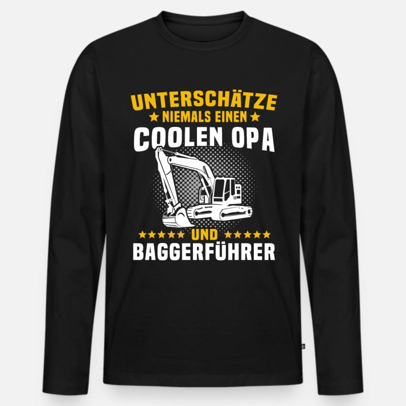 Baggerfahrer Baggerführer Opas - Männer Premium Bio Langarmshirt - Schwarz