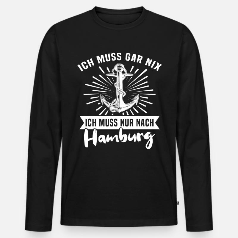 Hamburg - Männer Premium Bio Langarmshirt - Schwarz