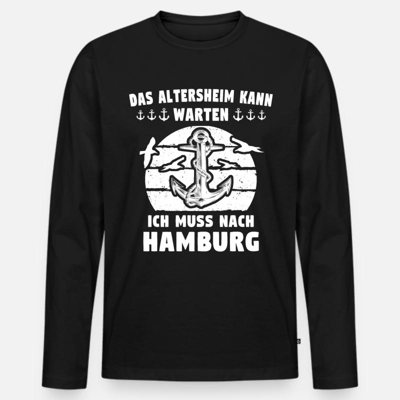 Hamburg - Männer Premium Bio Langarmshirt - Schwarz