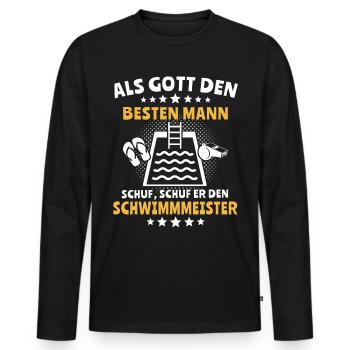 Bademeister Schwimmmeister - Männer Premium Bio Langarmshirt - Schwarz - Vorne - Nico (187cm)
