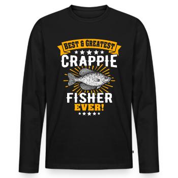 Sunbass Perch Crappie Fishing - Men's Premium Organic Long Sleeve Shirt - black - Front - Nico (187cm)