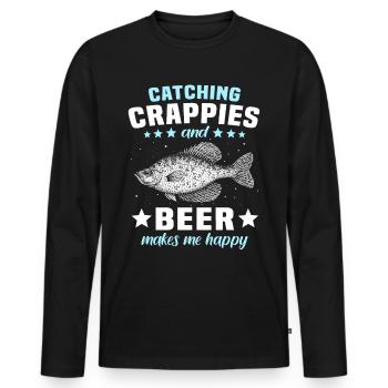 Barsch Crappie Fishing - Männer Premium Bio Langarmshirt - Schwarz - Vorne - Nico (187cm)