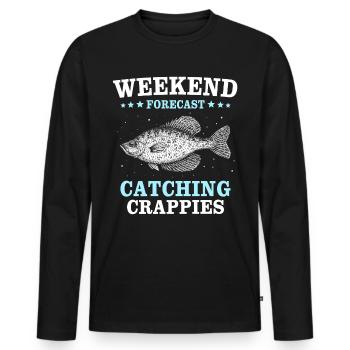Sunbass Perch Crappie Fishing - Men's Premium Organic Long Sleeve Shirt - black - Front - Nico (187cm)