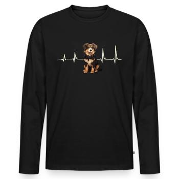 Heartbeat Hovawart Owner Farm Dog Purebred - Men's Premium Organic Long Sleeve Shirt - black - Front - Nico (187cm)