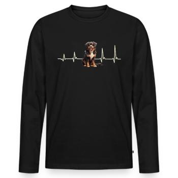 Heartbeat Hovawart propriétaire chien fermier - T-shirt manches longues Premium bio Homme - noir - Devant - Nico (187cm)