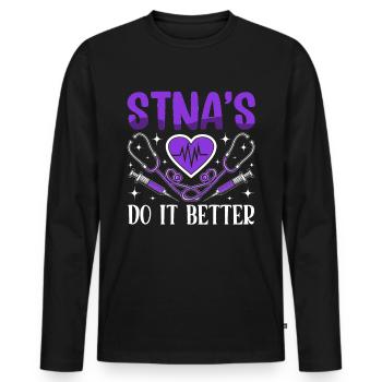 STNAs Do It Better - State-Tested - Men's Premium Organic Long Sleeve Shirt - black - Front - Nico (187cm)
