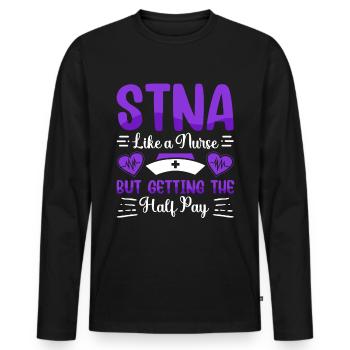 But the half - STNA State tested - Men's Premium Organic Long Sleeve Shirt - black - Front - Nico (187cm)