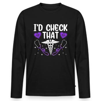 Je vérifierais si - STNA State Tested - T-shirt manches longues Premium bio Homme - noir - Devant - Nico (187cm)