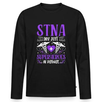 Ne sont que des super-héros - STNA State Tested Nursing - T-shirt manches longues Premium bio Homme - noir - Devant - Nico (187cm)
