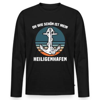 Heiligenhafen Heiligenhafener - Männer Premium Bio Langarmshirt - Schwarz - Vorne - Nico (187cm)