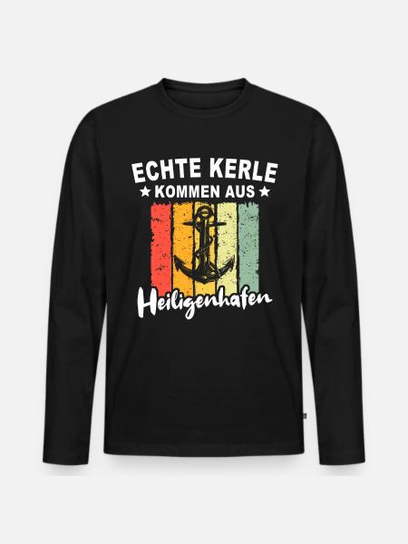 Heiligenhafen Heiligenhafener - Männer Premium Bio Langarmshirt - Schwarz