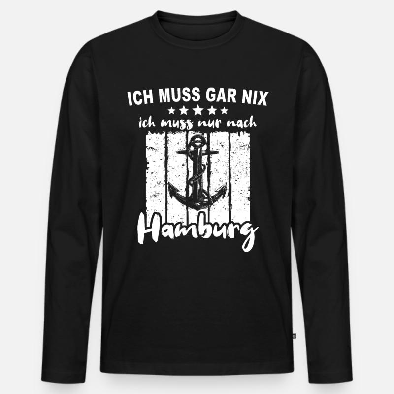 Hamburg Hamburger - Männer Premium Bio Langarmshirt - Schwarz