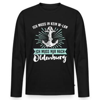 Oldenburg Sprüche - Männer Premium Bio Langarmshirt - Schwarz - Vorne - Nico (187cm)