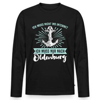 Oldenburg - Männer Premium Bio Langarmshirt - Schwarz - Vorne - Nico (187cm)
