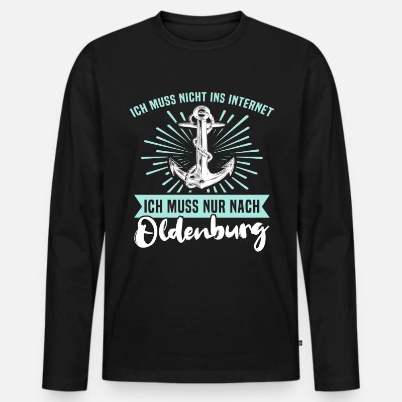 Oldenburg - Männer Premium Bio Langarmshirt - Schwarz