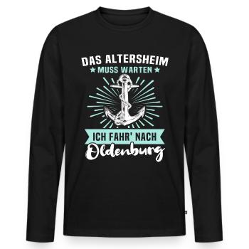 Oldenburg - Männer Premium Bio Langarmshirt - Schwarz - Vorne - Nico (187cm)