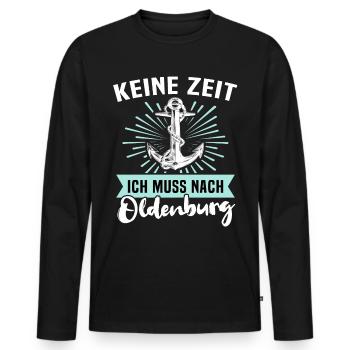 Oldenburg Sprüche Oldenburger - Männer Premium Bio Langarmshirt - Schwarz - Vorne - Nico (187cm)