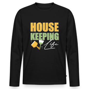 Week of Appreciation for Housekeeping - Men's Premium Organic Long Sleeve Shirt - black - Front - Nico (187cm)