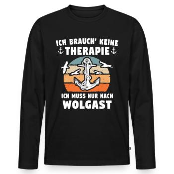 Wolgast Anker - Männer Premium Bio Langarmshirt - Schwarz - Vorne - Nico (187cm)