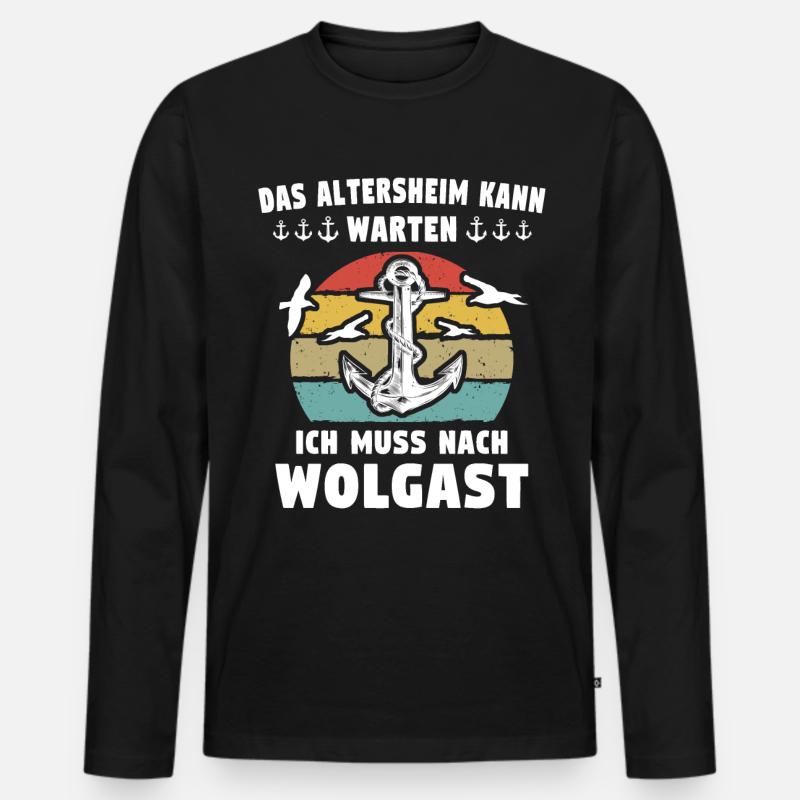 Wolgast - Männer Premium Bio Langarmshirt - Schwarz